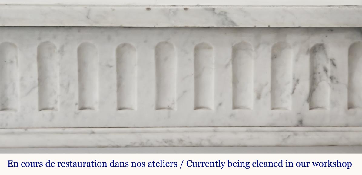 Louis XVI style fluted fireplace, in Carrara marble Louis XVI style fluted fireplace, in Carrara marble-1