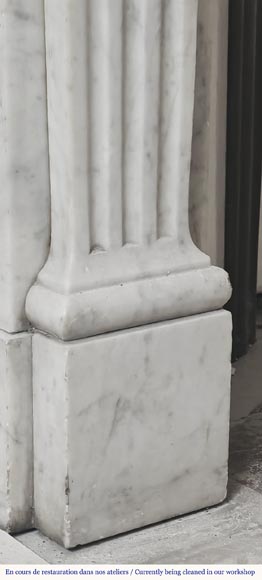 Louis XVI style fluted fireplace, in Carrara marble Louis XVI style fluted fireplace, in Carrara marble-4