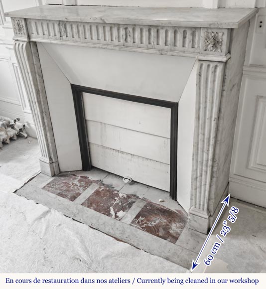 Louis XVI style fluted fireplace, in Carrara marble Louis XVI style fluted fireplace, in Carrara marble-5