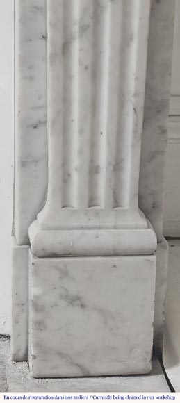 Louis XVI style fluted fireplace, in Carrara marble Louis XVI style fluted fireplace, in Carrara marble-7