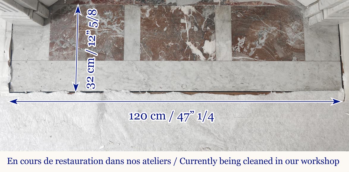 Louis XVI style fluted fireplace, in Carrara marble Louis XVI style fluted fireplace, in Carrara marble-8