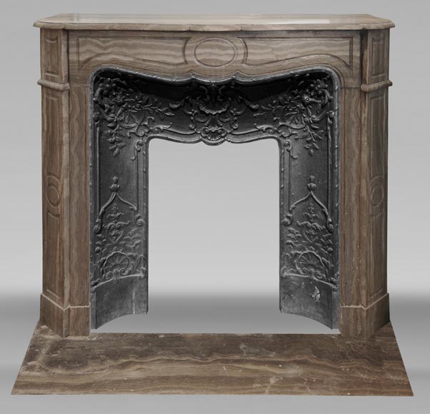 Louis XV style fireplace, Pompadour model, in Lunel marble Louis XV style fireplace, Pompadour model, in Lunel marble-0