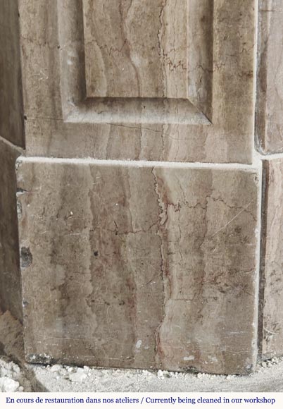 Louis XV style fireplace, Pompadour model, in Lunel marble Louis XV style fireplace, Pompadour model, in Lunel marble-4