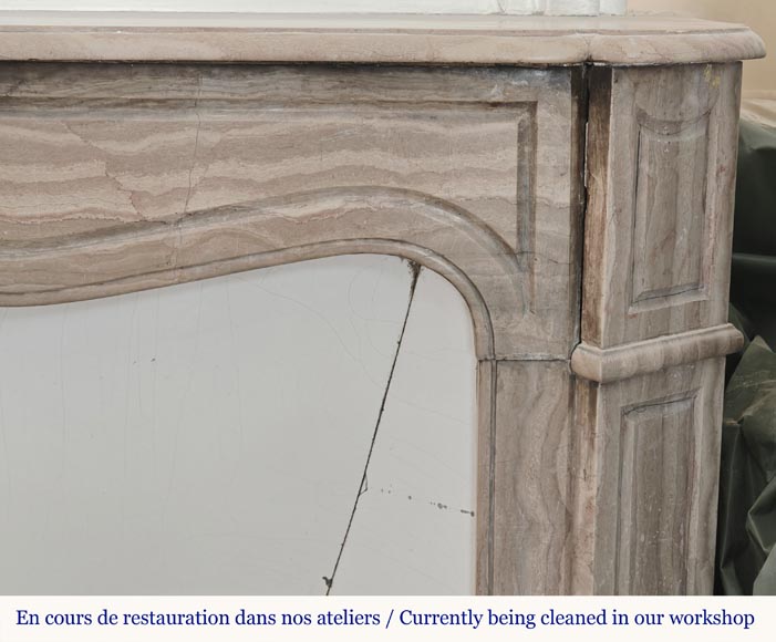 Louis XV style fireplace, Pompadour model, in Lunel marble Louis XV style fireplace, Pompadour model, in Lunel marble-5