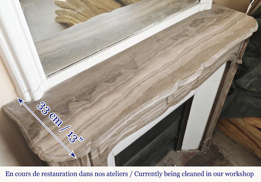 Louis XV style fireplace, Pompadour model, in Lunel marble Louis XV style fireplace, Pompadour model, in Lunel marble-8