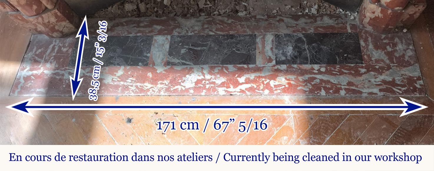 Louis XIV style fireplace with acroteria, in Red Languedoc marble Louis XIV style fireplace with acroteria, in Red Languedoc marble-9