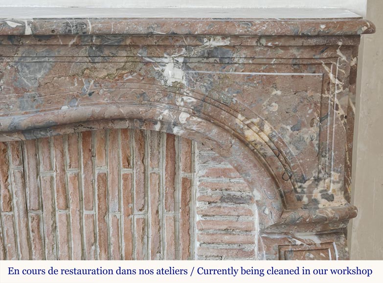 Louis XV period fireplace in Rouge Royal marble, decorated with a shell Louis XV period fireplace in Rouge Royal marble, decorated with a shell-6