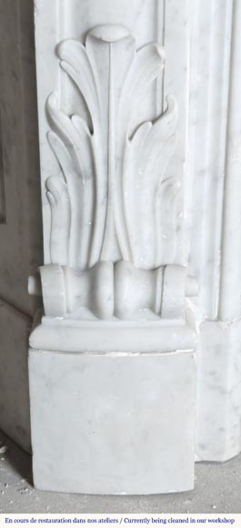 Louis XV style fireplace in Carrara marble, with plant decoration  Louis XV style fireplace in Carrara marble, with plant decoration-6