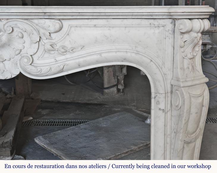 Louis XV style fireplace in Carrara marble, with plant decoration  Louis XV style fireplace in Carrara marble, with plant decoration-8