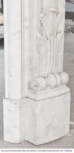 Louis XV style fireplace in Carrara marble, with plant decoration  Louis XV style fireplace in Carrara marble, with plant decoration-9