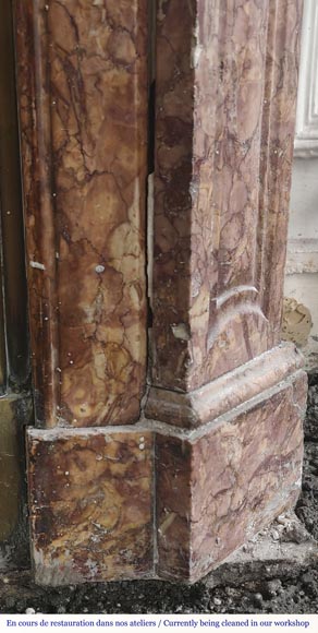 Louis XV style fireplace, Pompadour model, in Spanish Brocatelle marble Louis XV style fireplace, Pompadour model, in Spanish Brocatelle marble-7