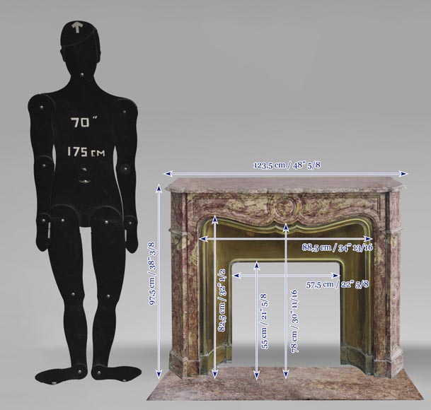 Louis XV style fireplace, Pompadour model, in Spanish Brocatelle marble Louis XV style fireplace, Pompadour model, in Spanish Brocatelle marble-11