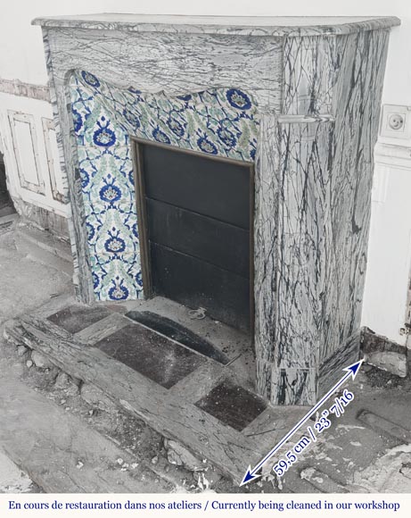 Louis XV style fireplace, Pompadour model, in Bleu Fleuri marble Louis XV style fireplace, Pompadour model, in Bleu Fleuri marble-4