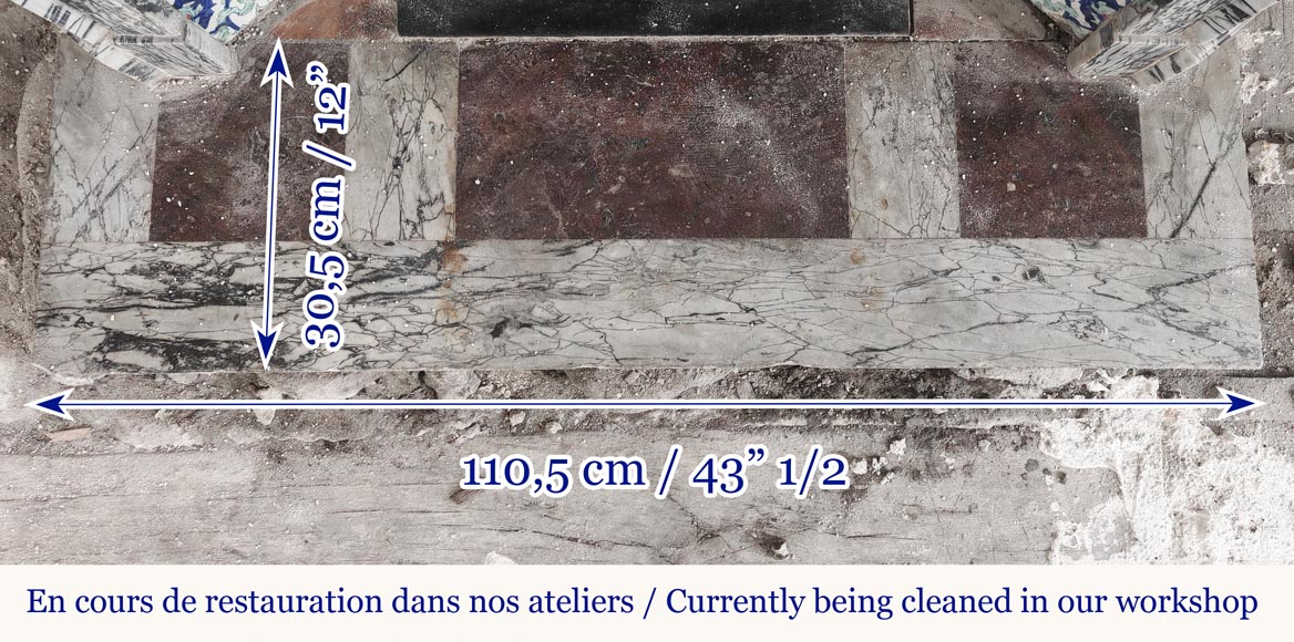 Louis XV style fireplace, Pompadour model, in Bleu Fleuri marble Louis XV style fireplace, Pompadour model, in Bleu Fleuri marble-9