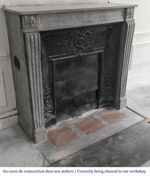 Louis XVI style fireplace in blue turquoise marble Louis XVI style fireplace in blue turquoise marble-2
