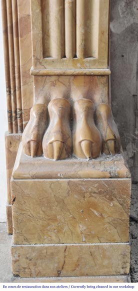 Lion's paw model fireplace in yellow Siena marble Lion's paw model fireplace in yellow Siena marble-7