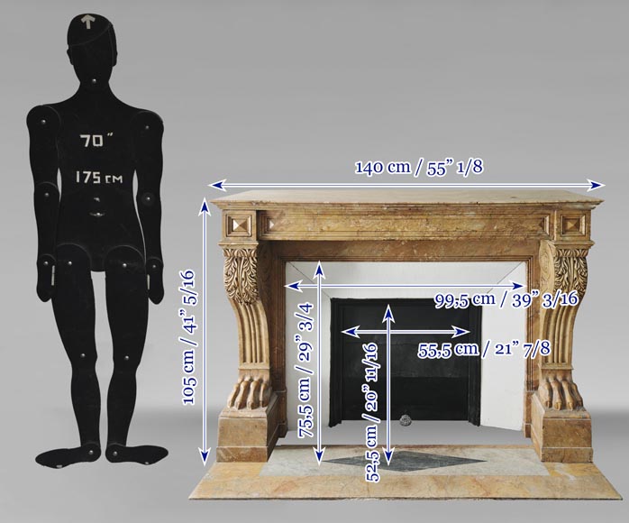 Lion's paw model fireplace in yellow Siena marble Lion's paw model fireplace in yellow Siena marble-10