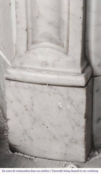 Louis XV style fireplace, Pompadour model, in Carrara marble Louis XV style fireplace, Pompadour model, in Carrara marble-4
