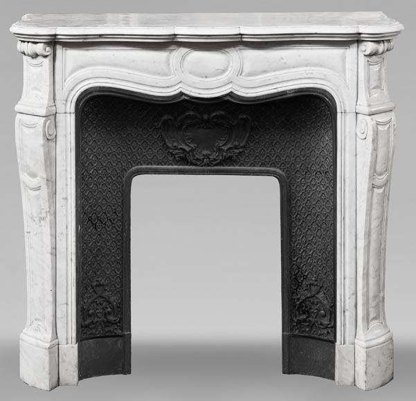 Louis XV style Pompadour model fireplace in Carrara marble Louis XV style Pompadour model fireplace in Carrara marble-0