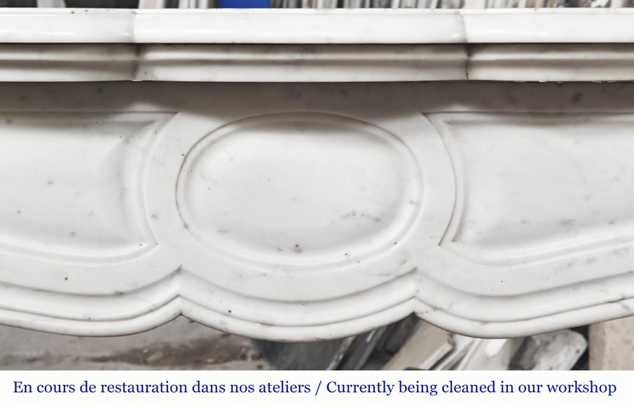 Louis XV style Pompadour model fireplace in Carrara marble Louis XV style Pompadour model fireplace in Carrara marble-1