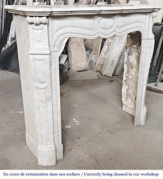 Louis XV style Pompadour model fireplace in Carrara marble Louis XV style Pompadour model fireplace in Carrara marble-2