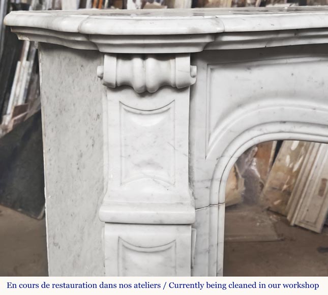 Louis XV style Pompadour model fireplace in Carrara marble Louis XV style Pompadour model fireplace in Carrara marble-3