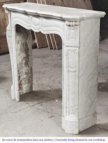 Louis XV style Pompadour model fireplace in Carrara marble Louis XV style Pompadour model fireplace in Carrara marble-5