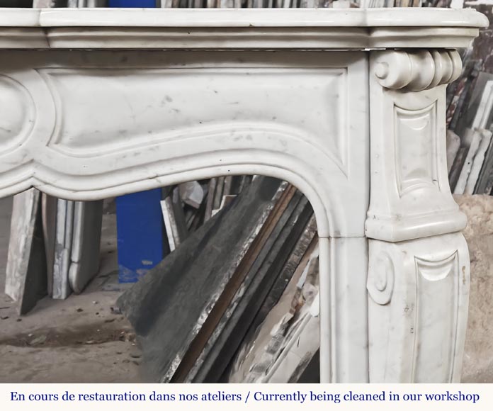 Louis XV style Pompadour model fireplace in Carrara marble Louis XV style Pompadour model fireplace in Carrara marble-6