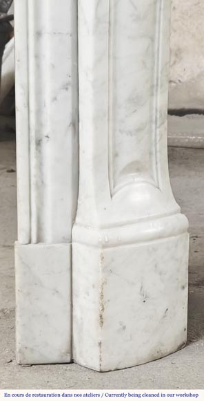 Louis XV style Pompadour model fireplace in Carrara marble Louis XV style Pompadour model fireplace in Carrara marble-7