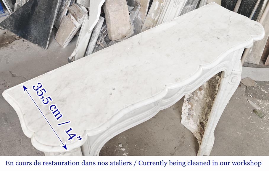 Louis XV style Pompadour model fireplace in Carrara marble Louis XV style Pompadour model fireplace in Carrara marble-8