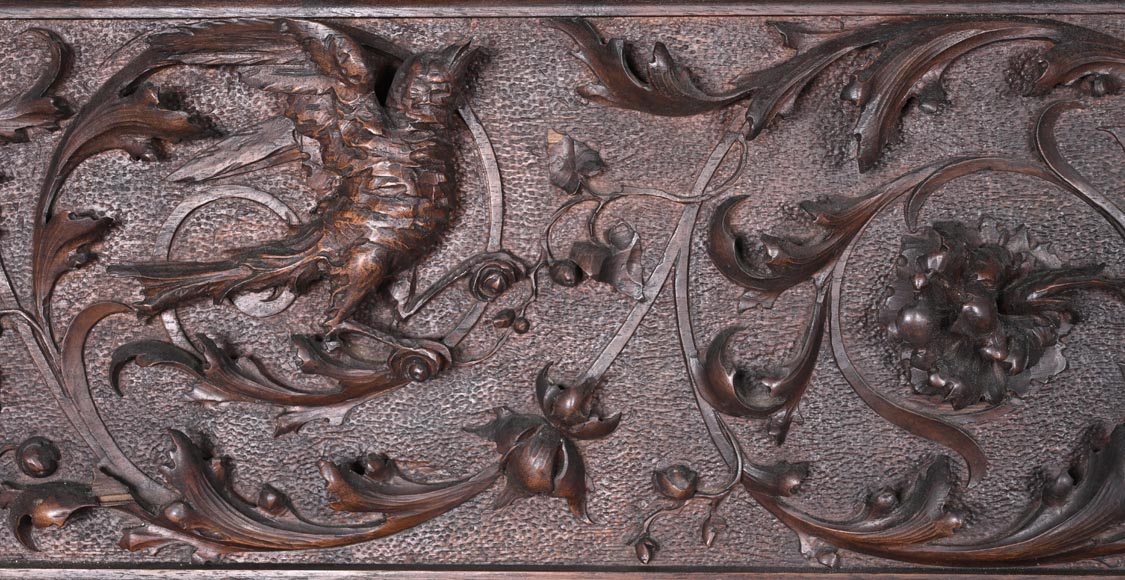 Monumental Italian carved walnut fireplace, Neo-Renaissance style, circa 1880 Monumental Italian carved walnut fireplace, Neo-Renaissance style, circa 1880-3