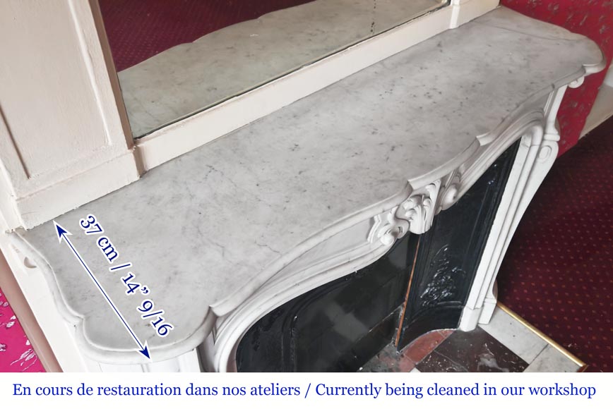 Louis XV style fireplace in Carrara marble with an asymmetrical shell Louis XV style fireplace in Carrara marble with an asymmetrical shell-10