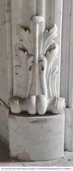 Louis XV style fireplace in Carrara marble, decorated with a palmette Louis XV style fireplace in Carrara marble, decorated with a palmette-6