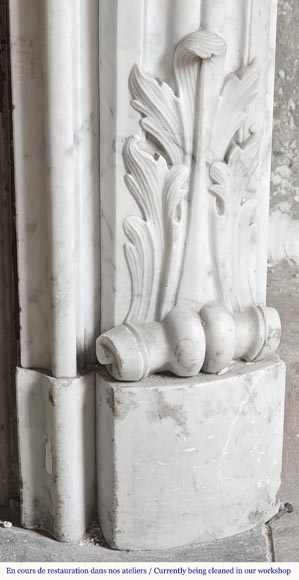 Louis XV style fireplace in Carrara marble, decorated with a palmette Louis XV style fireplace in Carrara marble, decorated with a palmette-9