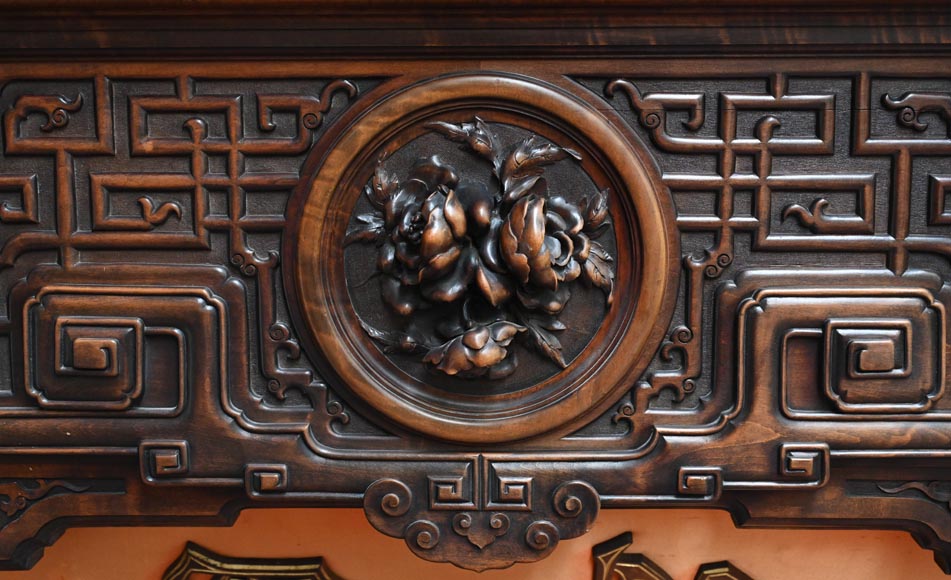 Gabriel VIARDOT – Japonist carved wooden fireplace, circa 1880 Gabriel VIARDOT – Japonist carved wooden fireplace, circa 1880-6