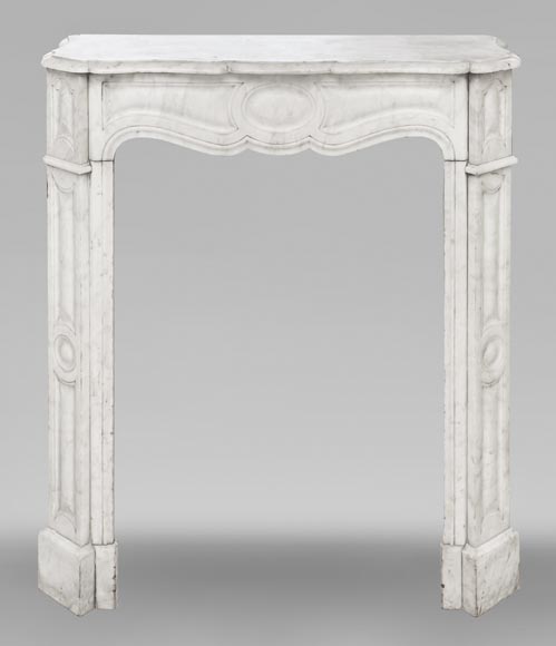 Louis XV style fireplace, Pompadour model, in Carrara marble Louis XV style fireplace, Pompadour model, in Carrara marble-0