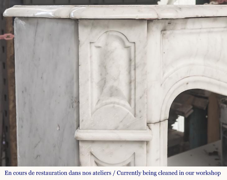Louis XV style fireplace, Pompadour model, in Carrara marble Louis XV style fireplace, Pompadour model, in Carrara marble-3