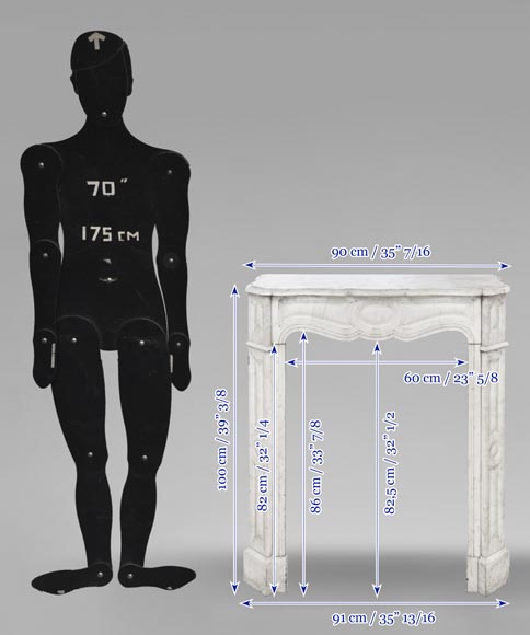 Louis XV style fireplace, Pompadour model, in Carrara marble Louis XV style fireplace, Pompadour model, in Carrara marble-9