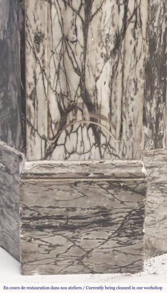 Louis XV style fireplace, Pompadour model, in blue flowered marble Louis XV style fireplace, Pompadour model, in blue flowered marble-4