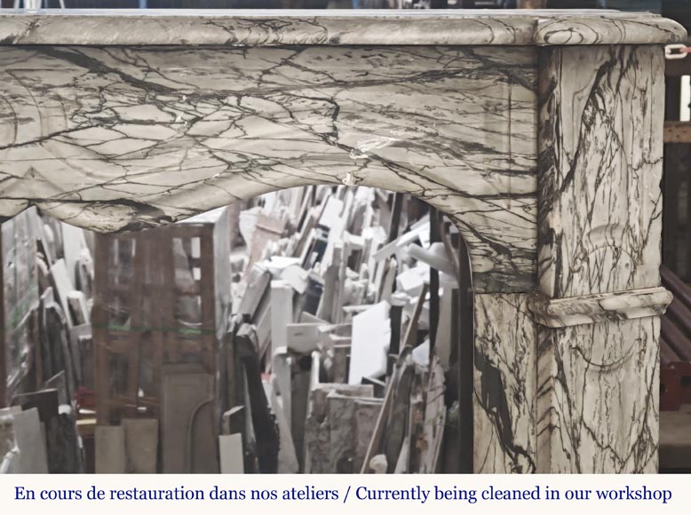 Louis XV style fireplace, Pompadour model, in blue flowered marble Louis XV style fireplace, Pompadour model, in blue flowered marble-6