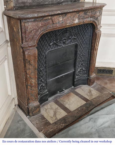 Regency style fireplace in red marble Regency style fireplace in red marble-2