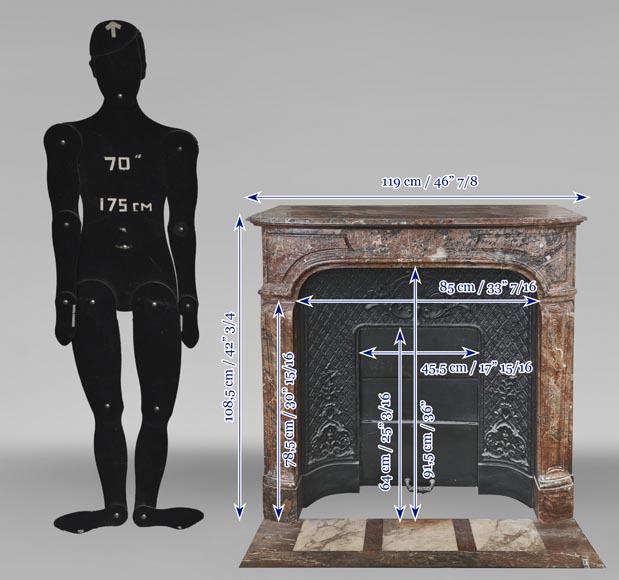 Regency style fireplace in red marble Regency style fireplace in red marble-9