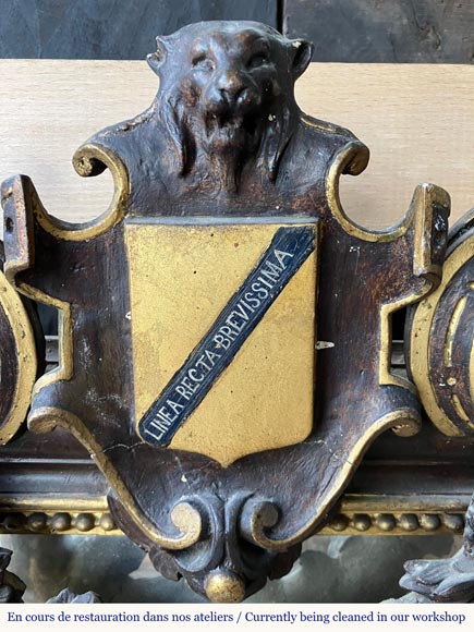 Wall-mounted fireplace with trumeau, carved and gilded wood, elements from the 18th and 19th centuries Wall-mounted fireplace with trumeau, carved and gilded wood, elements from the 18th and 19th centuries-9