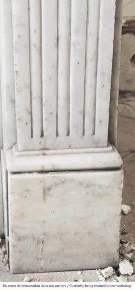 Louis XVI style fireplace with pearl decoration, in Carrara marble Louis XVI style fireplace with pearl decoration, in Carrara marble-8