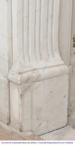 Louis XVI style fireplace in half-statuary marble, with rudenté decoration Louis XVI style fireplace in half-statuary marble, with rudenté decoration-4