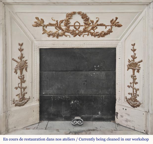 Louis XVI style fireplace in half-statuary marble, with rudenté decoration Louis XVI style fireplace in half-statuary marble, with rudenté decoration-8