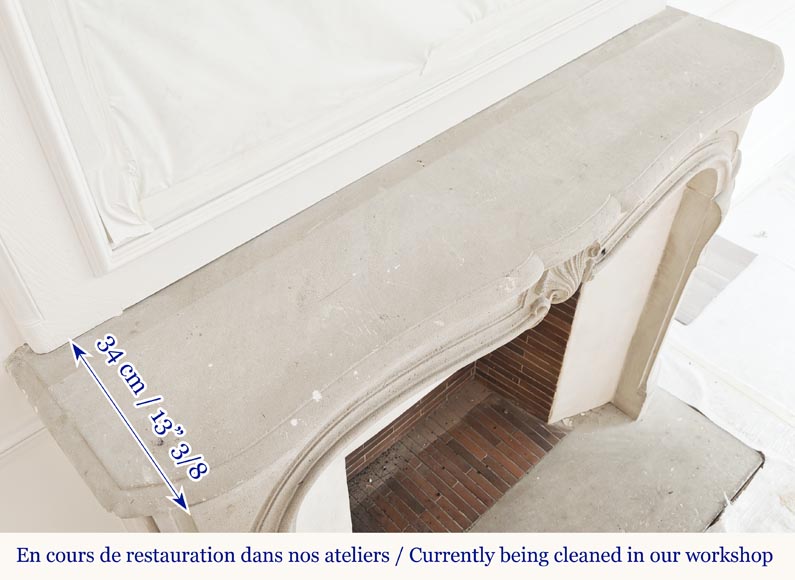 Louis XV style stone fireplace, decorated with a shell Louis XV style stone fireplace, decorated with a shell-10