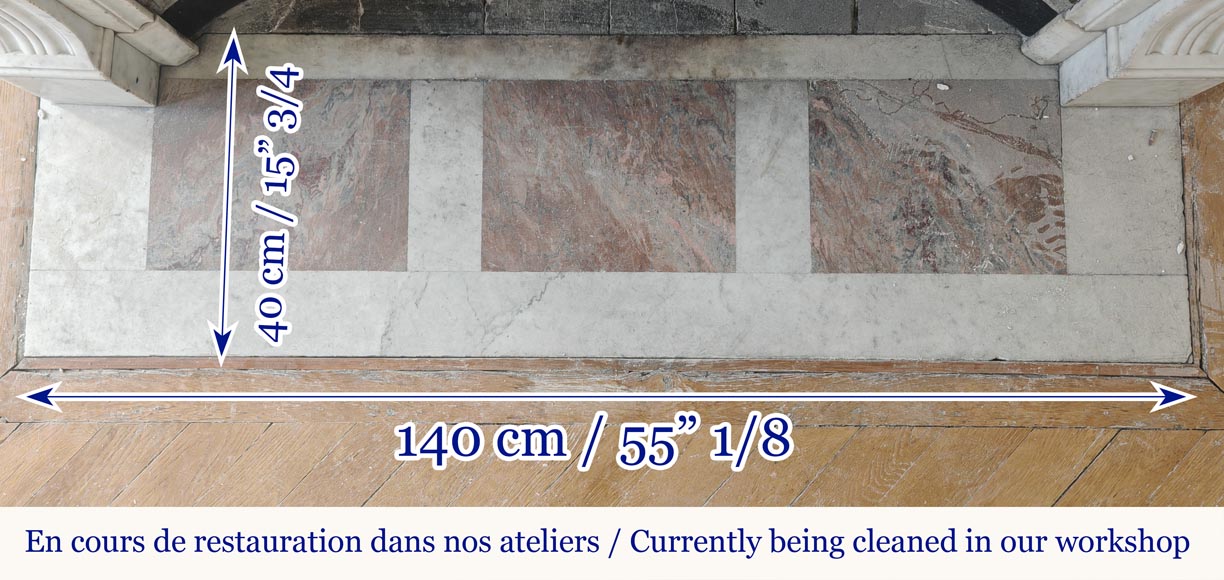 Louis XVI style fireplace in Carrara marble, decorated with acanthus leaves Louis XVI style fireplace in Carrara marble, decorated with acanthus leaves-9