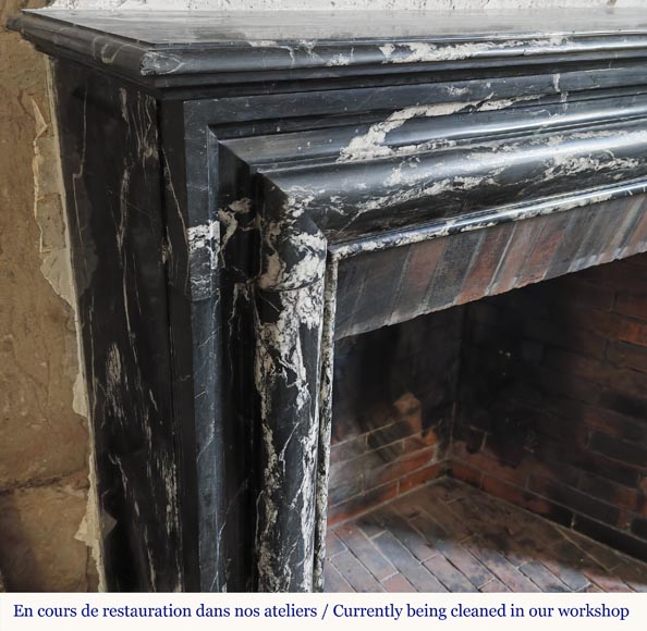 Louis XIV style fireplace in Black Marquina marble Louis XIV style fireplace in Black Marquina marble-3