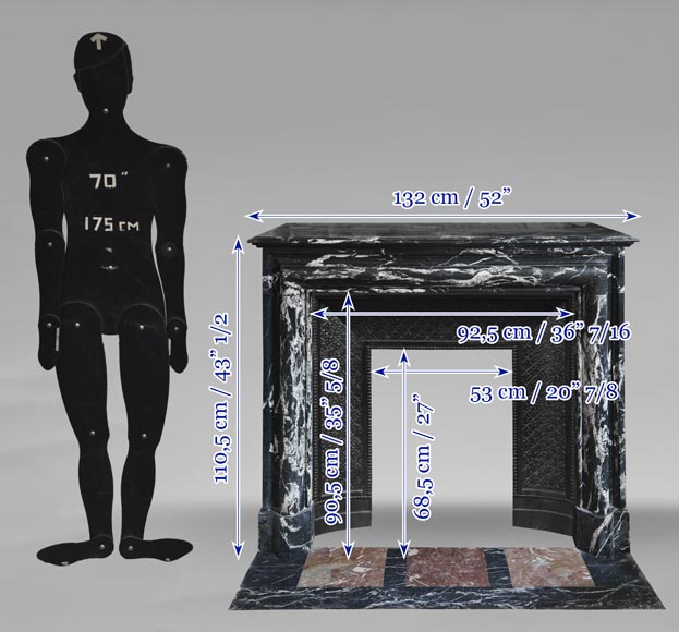 Louis XIV style fireplace in Black Marquina marble Louis XIV style fireplace in Black Marquina marble-10